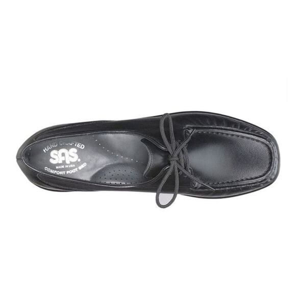 SAS Petra Charcoal Black Suede Leather Handcraft Comfort Moccasin Lace Shoes 10 - Picture 3 of 10